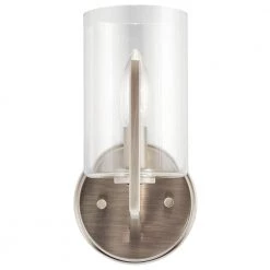 Nye 1-Light Classic Pewter Bathroom Indoor Wall Sconce with Clear Glass Shade by KICHLER -Kichler Sales classic pewter kichler vanity lighting 52316clp c3 1000