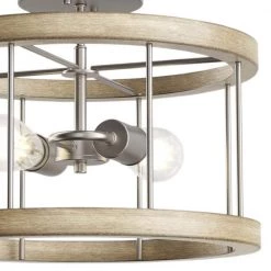 Barrett 14 in. 2-Light Distressed Antique Gray with Brushed Nickel Drum Hallway Convertible Flush Mount Ceiling Light by KICHLER -Kichler Sales distressed antique gray with brushed nickel kichler flush mount lights 38243 c3 1000