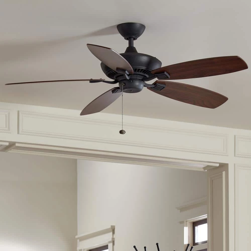 Canfield 52 in. Indoor Distressed Black Downrod Mount Ceiling Fan with Pull Chain by KICHLER 4 Canfield 52 in. Indoor Distressed Black Downrod Mount Ceiling Fan with Pull Chain by KICHLER - Image 2
