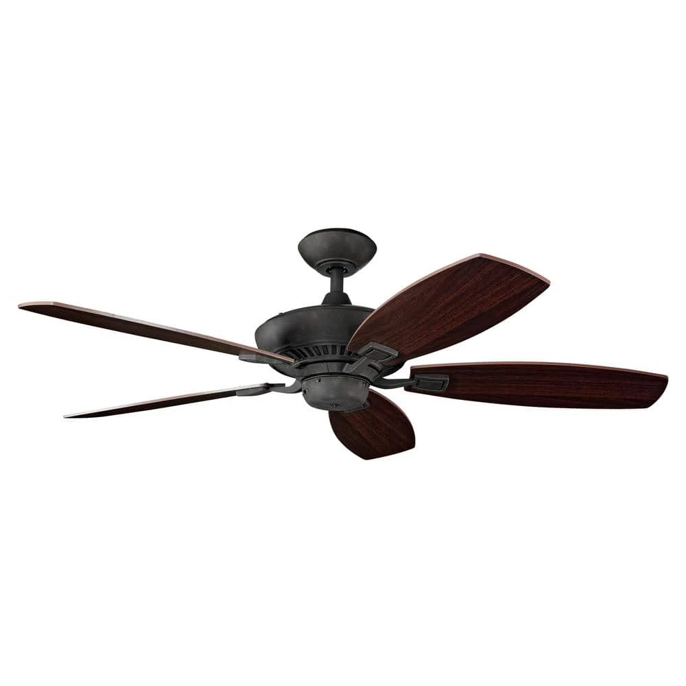 Canfield 52 in. Indoor Distressed Black Downrod Mount Ceiling Fan with Pull Chain by KICHLER 3 Canfield 52 in. Indoor Distressed Black Downrod Mount Ceiling Fan with Pull Chain by KICHLER