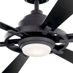 Iras 52 in. Integrated LED Indoor/Outdoor Distressed Black Downrod Mount Ceiling Fan with Light and Switch by KICHLER -Kichler Sales distressed black kichler ceiling fans with lights 300241dbk 44 1000