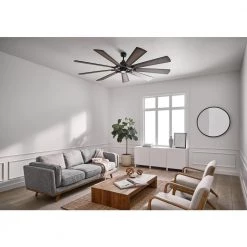 Gentry 85 in. Integrated LED Indoor Distressed Black Downrod Mount Ceiling Fan with Light Kit and Wall Control by KICHLER -Kichler Sales distressed black kichler ceiling fans with lights 300285dbk fa 1000