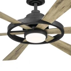 Range 52 in. Integrated LED Indoor Distressed Black Down Rod Mount Ceiling Fan with Light and Remote by KICHLER -Kichler Sales distressed black kichler ceiling fans with lights 300317dbk 1d 1000