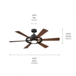 Range 52 in. Integrated LED Indoor Distressed Black Down Rod Mount Ceiling Fan with Light and Remote by KICHLER -Kichler Sales distressed black kichler ceiling fans with lights 300317dbk 66 1000