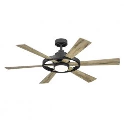 Range 52 in. Integrated LED Indoor Distressed Black Down Rod Mount Ceiling Fan with Light and Remote by KICHLER -Kichler Sales distressed black kichler ceiling fans with lights 300317dbk c3 1000