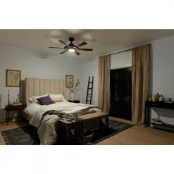 Range 52 in. Integrated LED Indoor Distressed Black Down Rod Mount Ceiling Fan with Light and Remote by KICHLER -Kichler Sales distressed black kichler ceiling fans with lights 300317dbk d4 1000