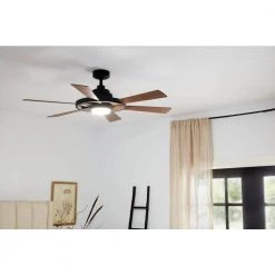 Range 52 in. Integrated LED Indoor Distressed Black Down Rod Mount Ceiling Fan with Light and Remote by KICHLER -Kichler Sales distressed black kichler ceiling fans with lights 300317dbk fa 1000
