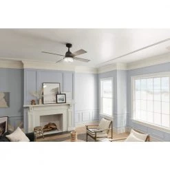 Parlour 52 in. Integrated LED Indoor Distressed Black Down Rod Mount Ceiling Fan with Light and Remote by KICHLER -Kichler Sales distressed black kichler ceiling fans with lights 300320dbk 1d 1000