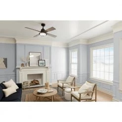 Parlour 52 in. Integrated LED Indoor Distressed Black Down Rod Mount Ceiling Fan with Light and Remote by KICHLER -Kichler Sales distressed black kichler ceiling fans with lights 300320dbk 44 1000