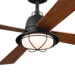 Parlour 52 in. Integrated LED Indoor Distressed Black Down Rod Mount Ceiling Fan with Light and Remote by KICHLER -Kichler Sales distressed black kichler ceiling fans with lights 300320dbk c3 1000