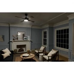 Parlour 52 in. Integrated LED Indoor Distressed Black Down Rod Mount Ceiling Fan with Light and Remote by KICHLER -Kichler Sales distressed black kichler ceiling fans with lights 300320dbk d4 1000