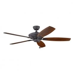 Canfield XL 60 in. Indoor Distressed Black Downrod Mount Ceiling Fan with Pull Chain by KICHLER