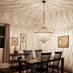 Brisbane 8-Light Distressed Black Farmhouse Round Dining Room Chandelier by KICHLER -Kichler Sales distressed black kichler chandeliers 43892dbk fa 1000