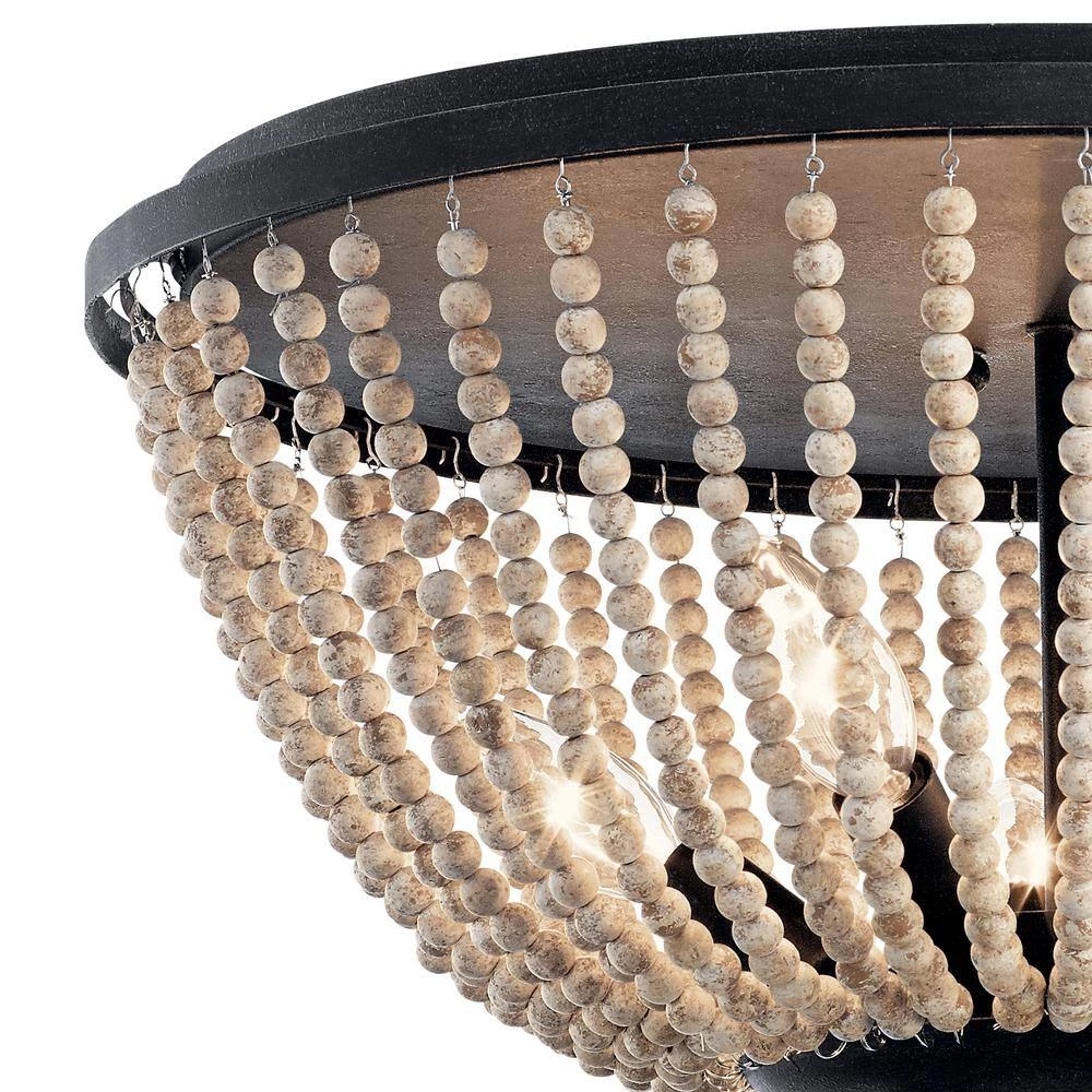 Brisbane 18 in. 5-Light Distressed Black Dining Room Round Flush Mount Ceiling Light by KICHLER 6 Brisbane 18 in. 5-Light Distressed Black Dining Room Round Flush Mount Ceiling Light by KICHLER - Image 4