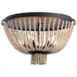 Brisbane 18 in. 5-Light Distressed Black Dining Room Round Flush Mount Ceiling Light by KICHLER