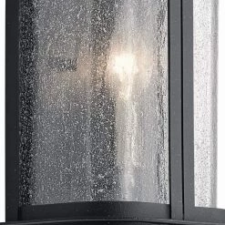 Timmin 10 in. 2-Light Distressed Black Outdoor Light Wall Sconce Lantern with Clear Seeded Glass (1-Pack) by KICHLER -Kichler Sales distressed black kichler outdoor sconces 59090dbk 40 1000