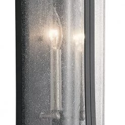 Timmin 14 in. 2-Light Distressed Black Outdoor Light Wall Sconce Lantern with Clear Seeded Glass (1-Pack) by KICHLER -Kichler Sales distressed black kichler outdoor sconces 59091dbk 40 1000