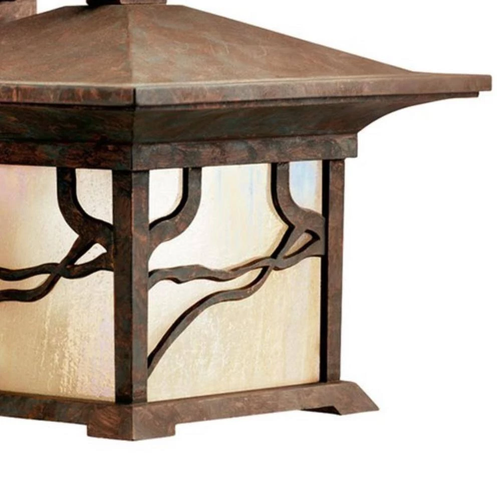 Morris 9.25 in. 1-Light Distressed Copper Outdoor Light Wall Sconce with Etched Iridized Seeded Glass (1-Pack) by KICHLER 5 Morris 9.25 in. 1-Light Distressed Copper Outdoor Light Wall Sconce with Etched Iridized Seeded Glass (1-Pack) by KICHLER - Image 3