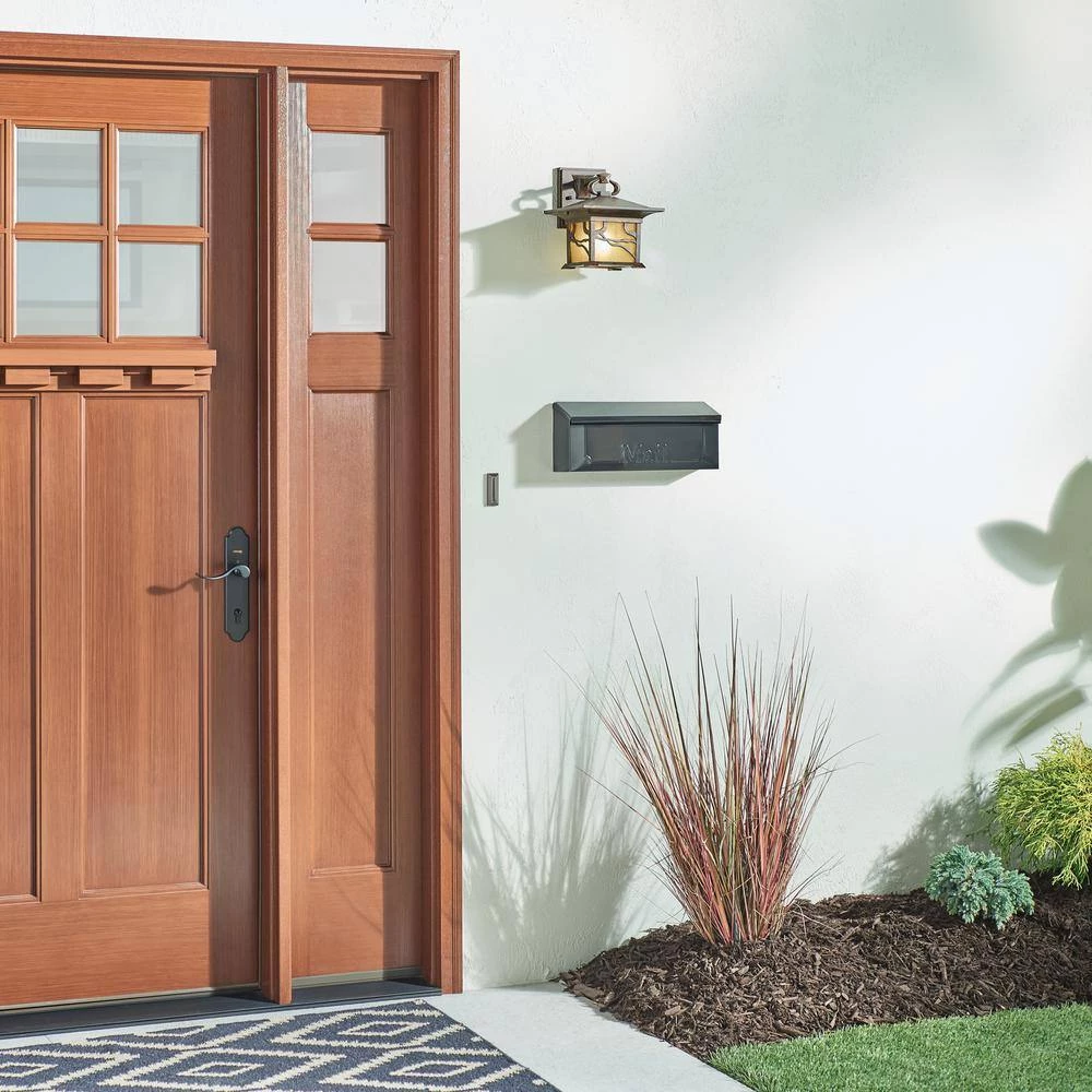 Morris 9.25 in. 1-Light Distressed Copper Outdoor Light Wall Sconce with Etched Iridized Seeded Glass (1-Pack) by KICHLER 4 Morris 9.25 in. 1-Light Distressed Copper Outdoor Light Wall Sconce with Etched Iridized Seeded Glass (1-Pack) by KICHLER - Image 2