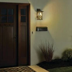 Morris 17 in. 1-Light Distressed Copper Outdoor Light Wall Sconce with Etched Iridized Seeded Glass (1-Pack) by KICHLER -Kichler Sales distressed copper kichler outdoor sconces 9031dco 44 1000
