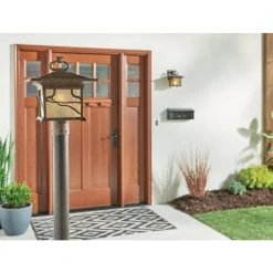 Morris 1-Light Distressed Copper Outdoor Lamp Post Light with Inside Etched Iridized Seeded Glass (1-Pack) by KICHLER -Kichler Sales distressed copper kichler post light sets 9920dco 1f 1000