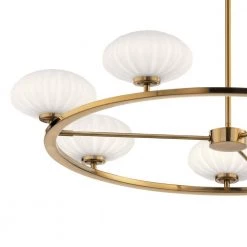 Pim 7-Light Fox Gold Contemporary Dining Room Circle Chandelier with White Etched Glass Shade by KICHLER -Kichler Sales fox gold kichler chandeliers 52225fxg 4f 1000