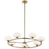 Pim 7-Light Fox Gold Contemporary Dining Room Circle Chandelier with White Etched Glass Shade by KICHLER -Kichler Sales fox gold kichler chandeliers 52225fxg 64 1000