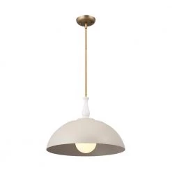 Fira 18 in. 1-Light Greige White and Natural Brass Vintage Dome Kitchen Pendant Hanging Light by KICHLER