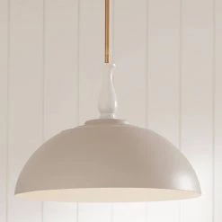 Fira 18 in. 1-Light Greige White and Natural Brass Vintage Dome Kitchen Pendant Hanging Light by KICHLER -Kichler Sales greige kichler chandeliers 52477grg 76 1000