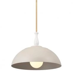 Fira 18 in. 1-Light Greige White and Natural Brass Vintage Dome Kitchen Pendant Hanging Light by KICHLER -Kichler Sales greige kichler chandeliers 52477grg c3 1000