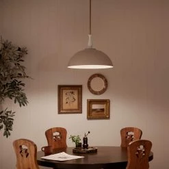 Fira 18 in. 1-Light Greige White and Natural Brass Vintage Dome Kitchen Pendant Hanging Light by KICHLER -Kichler Sales greige kichler chandeliers 52477grg fa 1000