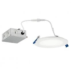 Direct-to-Ceiling 5 in. Round Slim Canless 27K New Construction or Remodel Integrated LED Recessed Light Kit by KICHLER