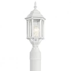 Chesapeake 1-Light Light White Outdoor Lamp Post Light with Clear Beveled Glass Panels (1-Pack) by KICHLER