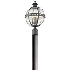 Halleron Hardwired 3-Light Londonderry 4x4 Outdoor Deck Lamp Post Light with Clear Seeded Glass (1-Pack) by KICHLER