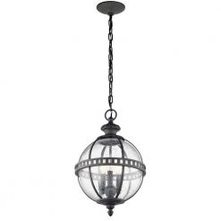 Halleron 3-Light Londonderry Outdoor Hanging Pendant Outdoor Light with Clear Seeded Glass (1-Pack) by KICHLER