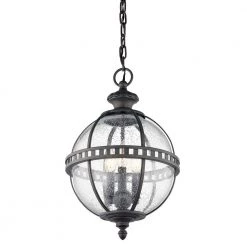 Halleron 3-Light Londonderry Outdoor Hanging Pendant Outdoor Light with Clear Seeded Glass (1-Pack) by KICHLER -Kichler Sales londonderry kichler outdoor pendant lights 49603ld c3 1000