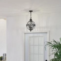 Halleron 3-Light Londonderry Outdoor Hanging Pendant Outdoor Light with Clear Seeded Glass (1-Pack) by KICHLER -Kichler Sales londonderry kichler outdoor pendant lights 49603ld fa 1000