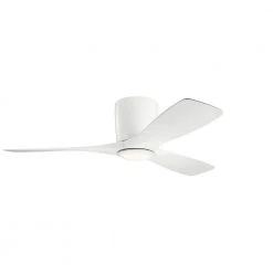 Volos 48 in. Integrated LED Indoor Matte White Flush Mount Ceiling Fan with Light Kit and Wall Control by KICHLER