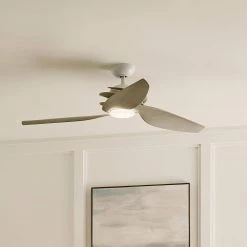 Spyra 62 in. Integrated LED Indoor Matte White Downrod Mount Ceiling Fan with Light Kit and Wall Control by KICHLER -Kichler Sales matte white kichler ceiling fans with lights 300700mwh 76 1000