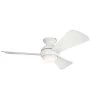 Sola 44 in. Integrated LED Indoor Matte White Flush Mount Ceiling Fan with Light Kit and Wall Control by KICHLER -Kichler Sales matte white kichler ceiling fans with lights 330151mwh 64 1000