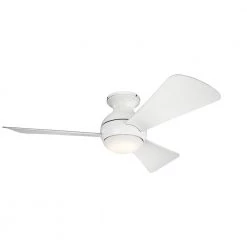 Sola 44 in. Integrated LED Indoor Matte White Flush Mount Ceiling Fan with Light Kit and Wall Control by KICHLER