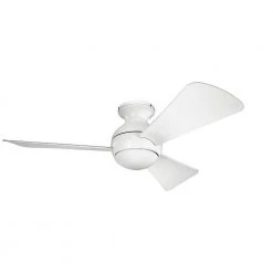 Sola 44 in. Integrated LED Indoor Matte White Flush Mount Ceiling Fan with Light Kit and Wall Control by KICHLER -Kichler Sales matte white kichler ceiling fans with lights 330151mwh c3 1000