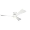 Sola 54 in. Integrated LED Indoor Matte White Flush Mount Ceiling Fan with Light Kit and Wall Control by KICHLER -Kichler Sales matte white kichler ceiling fans with lights 330152mwh 64 1000
