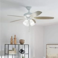 Renew Premier 52 in. LED Indoor Matte White Dual Mount Ceiling Fan with Pull Chain by KICHLER 19 Renew Premier 52 in. LED Indoor Matte White Dual Mount Ceiling Fan with Pull Chain by KICHLER -Kichler Sales matte white kichler ceiling fans with lights 330162mwh 76 1000