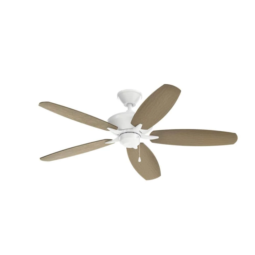 Renew 52 in. Indoor Matte White Dual Mount Ceiling Fan with Pull Chain by KICHLER 6 Renew 52 in. Indoor Matte White Dual Mount Ceiling Fan with Pull Chain by KICHLER - Image 4