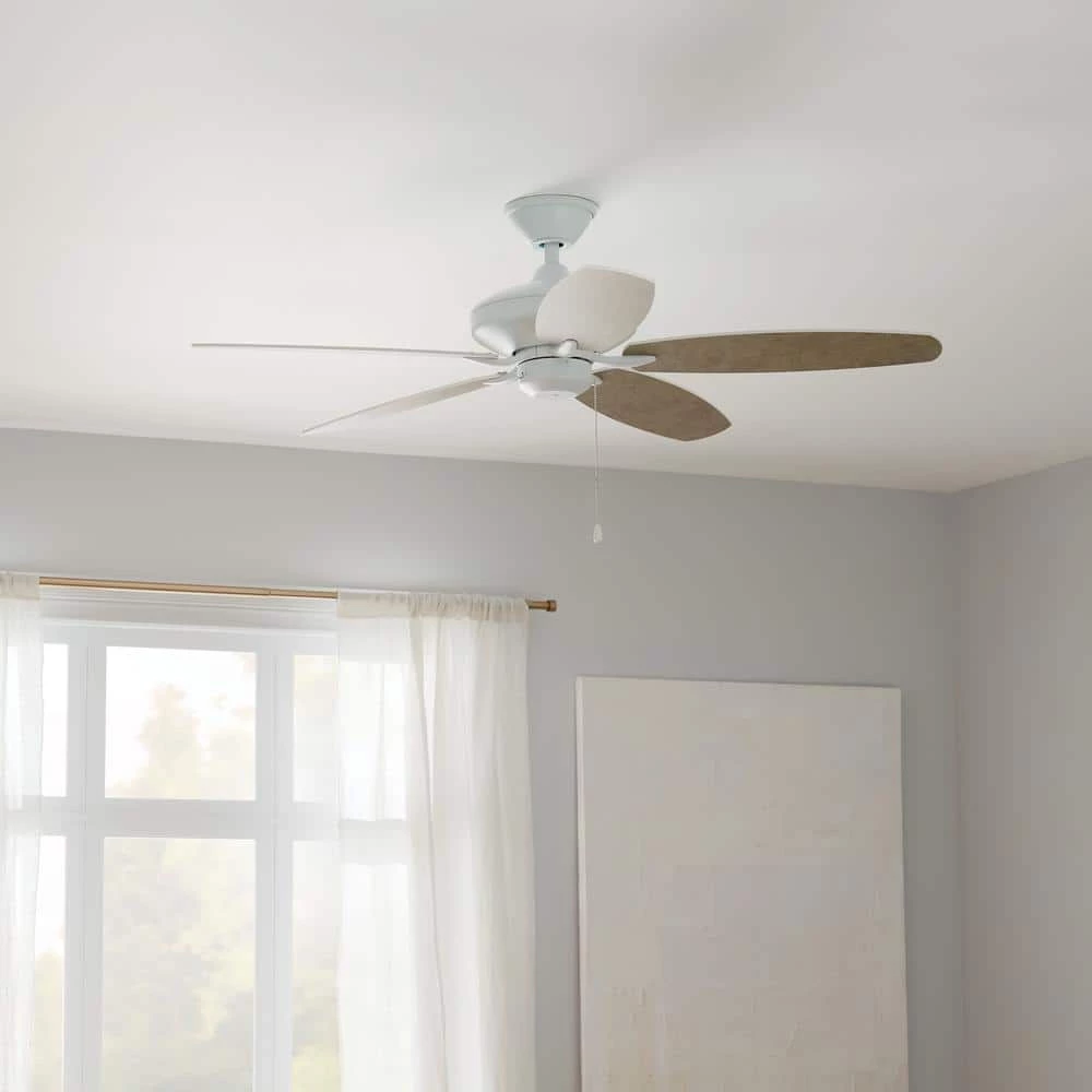 Renew 52 in. Indoor Matte White Dual Mount Ceiling Fan with Pull Chain by KICHLER 9 Renew 52 in. Indoor Matte White Dual Mount Ceiling Fan with Pull Chain by KICHLER - Image 7