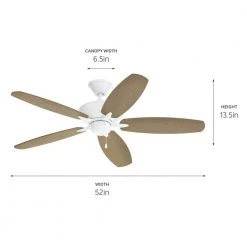 Renew ENERGY STAR 52 in. Indoor Matte White Dual Mount Ceiling Fan with Pull Chain by KICHLER -Kichler Sales matte white kichler ceiling fans without lights 330164mwh 44 1000