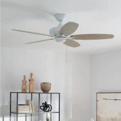 Renew ENERGY STAR 52 in. Indoor Matte White Dual Mount Ceiling Fan with Pull Chain by KICHLER -Kichler Sales matte white kichler ceiling fans without lights 330164mwh 76 1000