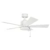 Bowen 42 in. Indoor Matte White Downrod Mount Ceiling Fan with Pull Chain by KICHLER -Kichler Sales matte white kichler ceiling fans without lights 330241mwh 64 1000