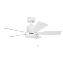 Bowen 42 in. Indoor Matte White Downrod Mount Ceiling Fan with Pull Chain by KICHLER